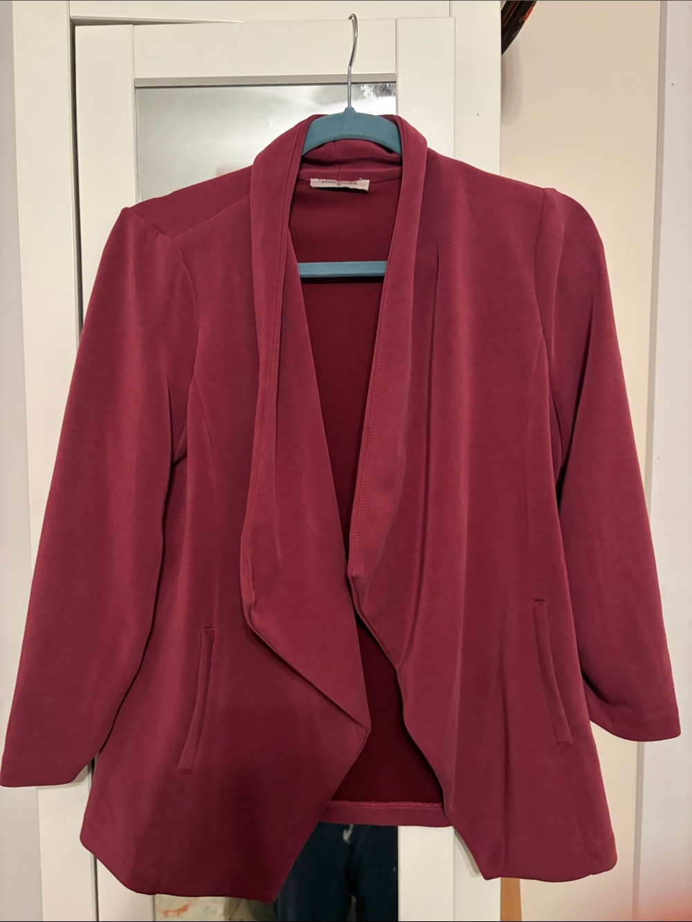 Draped Open-Front Blazer in Wine